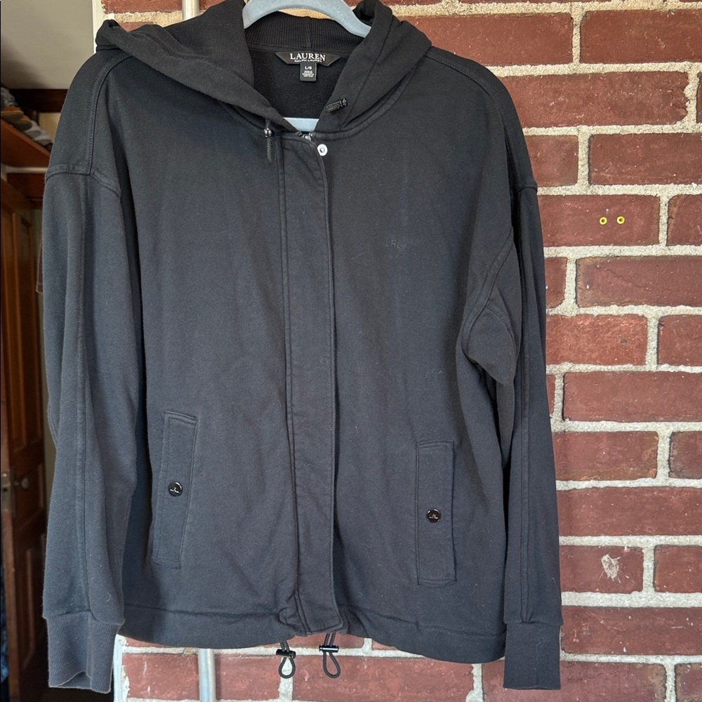 Ralph Lauren Black Hooded zippered sweatshirt